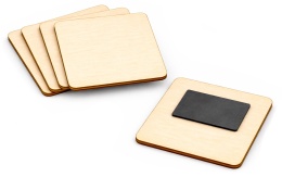 Drewniany magnes na lodówkę, kwadratowy 7x7 cm – baza DIY, zestaw 5 szt.