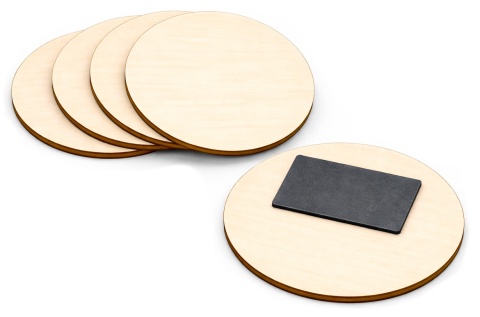 Drewniany magnes na lodówkę, okrągły 8x8 cm – baza DIY, zestaw 5 szt.