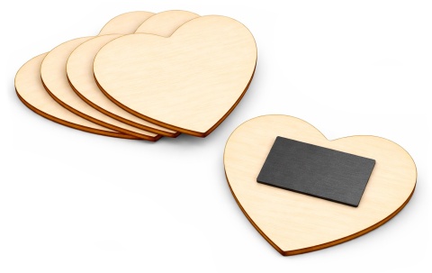 Drewniany magnes na lodówkę, serce 8x7 cm – baza DIY, zestaw 5 szt.