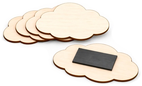 Drewniany magnes na lodówkę, chmurka 8 × 5 cm – baza DIY, zestaw 5 szt.