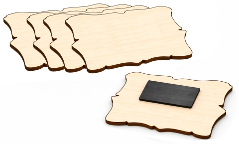 Drewniany magnes na lodówkę - tabliczka nieregularna 8 × 5 cm – baza DIY, zestaw 5 szt.