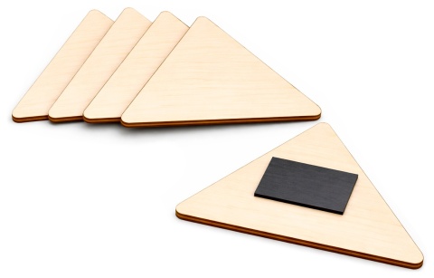 Drewniany magnes na lodówkę, trójkąt 8 cm – baza DIY, zestaw 5 szt.