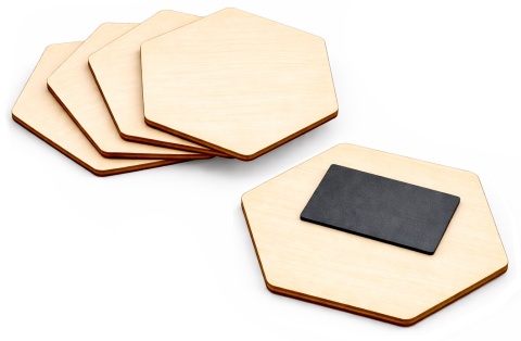 Drewniany magnes na lodówkę, sześciokąt 9 × 7,8 cm – baza DIY, zestaw 5 szt.