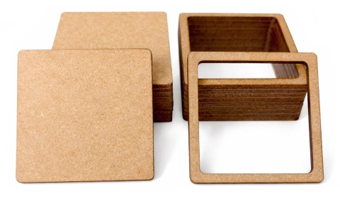 Kwadrat + Ramka 6x6cm - 10 szt. HDF Zestaw Baza do Rękodzieła Decoupage