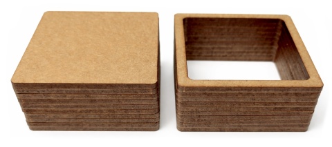 Kwadrat + Ramka 6x6cm - 10 szt. HDF Zestaw Baza do Rękodzieła Decoupage