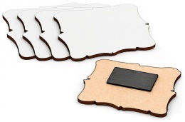Magnes na lodówkę biała tabliczka 8x5 cm – baza DIY z HDF 3 mm, 5 szt.