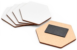 Magnes na lodówkę biały sześciokąt 9x7,8 cm – baza DIY z HDF 3 mm, 5 szt.