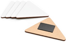 Magnes na lodówkę, biały trójkąt 8x7 cm – baza DIY z HDF 3 mm, 5 szt.