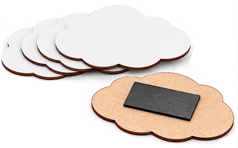 Magnes na lodówkę biała chmurka 8x5 cm – baza DIY z HDF 3 mm, 5 szt.