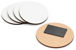 Magnes na lodówkę okrągły biały 8x8 cm – baza DIY z HDF 3 mm, 5 szt.