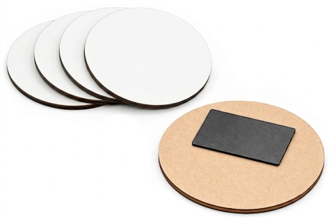 Magnes na lodówkę okrągły biały 8x8 cm – baza DIY z HDF 3 mm, 5 szt.