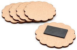 Magnes na lodówkę rozetka falowana 7x7 cm - baza DIY z surowego HDF 3 mm 5 szt