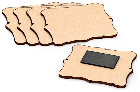 Magnes na lodówkę rozetka falowana 8x5 cm – baza DIY z surowego HDF 3 mm, 5 szt.