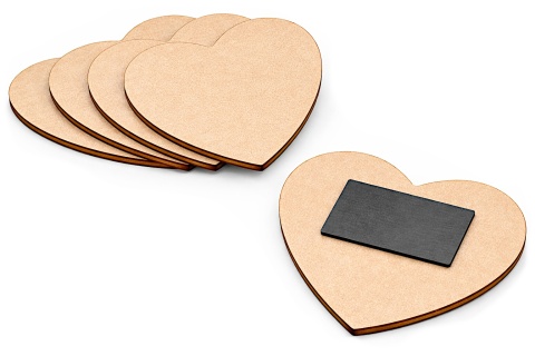 Magnes na lodówkę serce 8x7 cm – baza DIY z surowego HDF 3 mm, 5 szt.