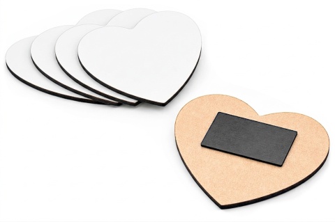 Magnes na lodówkę serce 8x7 cm biały – baza DIY z HDF 3 mm, 5 szt.