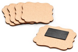 Magnes na lodówkę tabliczka falowana 8x5 cm – baza DIY z surowego HDF 3 mm, 5 szt.