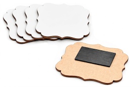Magnes na lodówkę biały, tabliczka falowana 8x5 cm – baza DIY z HDF 3 mm, 5 szt.