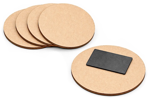 Magnes na lodówkę okrągły 8x8 cm – baza DIY z surowego HDF 3 mm, 5 szt.