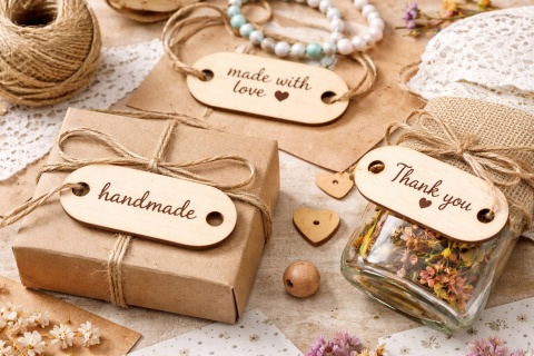 Metka drewniana Guzik Scrapki dekor rękodzieło 45x22 10szt