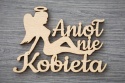 Napis do bukietu Anioł nie Kobieta 11x8 cm | sklejka 3 mm | zestaw 5 szt.