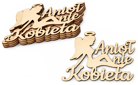 Napis do bukietu Anioł nie Kobieta 11x8 cm | sklejka 3 mm | zestaw 5 szt.