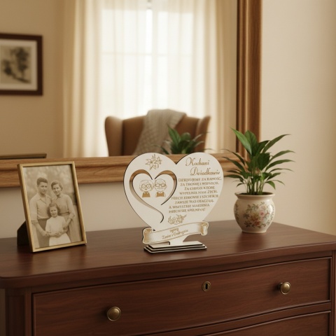 Personalizowany Prezent na Dzień Babci i Dziadka – Pamiątka z Grawerem, Kolor Biały