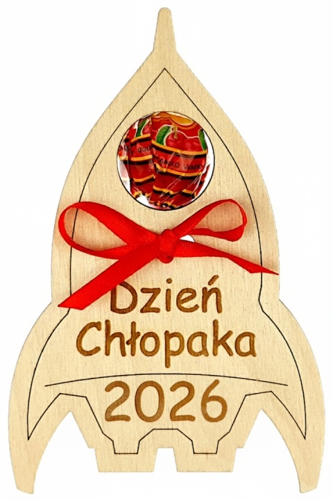Rakieta na lizaka z drewnianej sklejki na Dzień Chłopaka